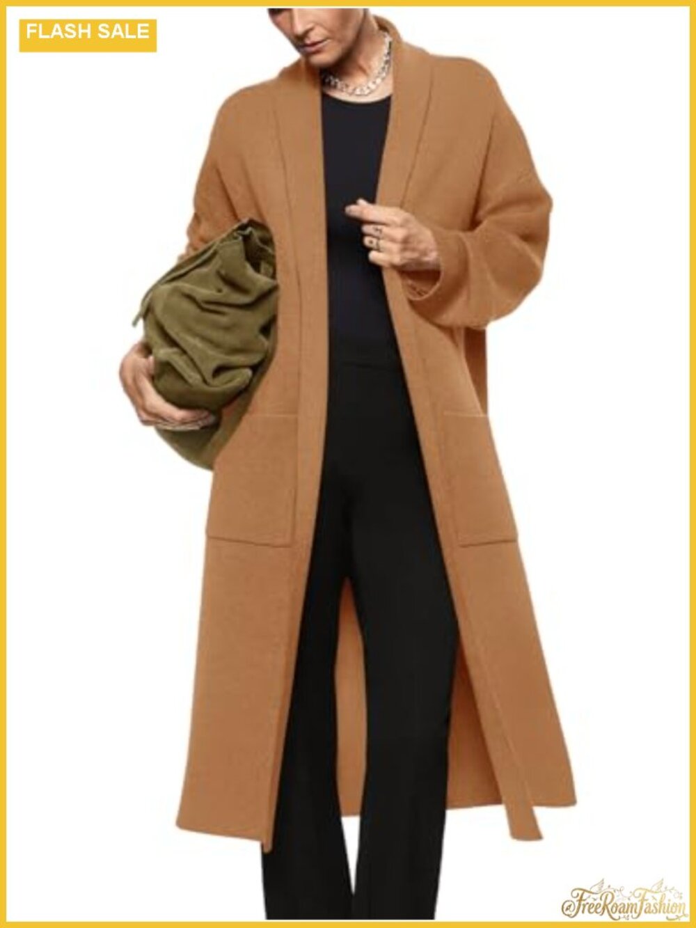 Womens Oversized Open Front Maxi Cardigan Sweater Coat Long Sleeve